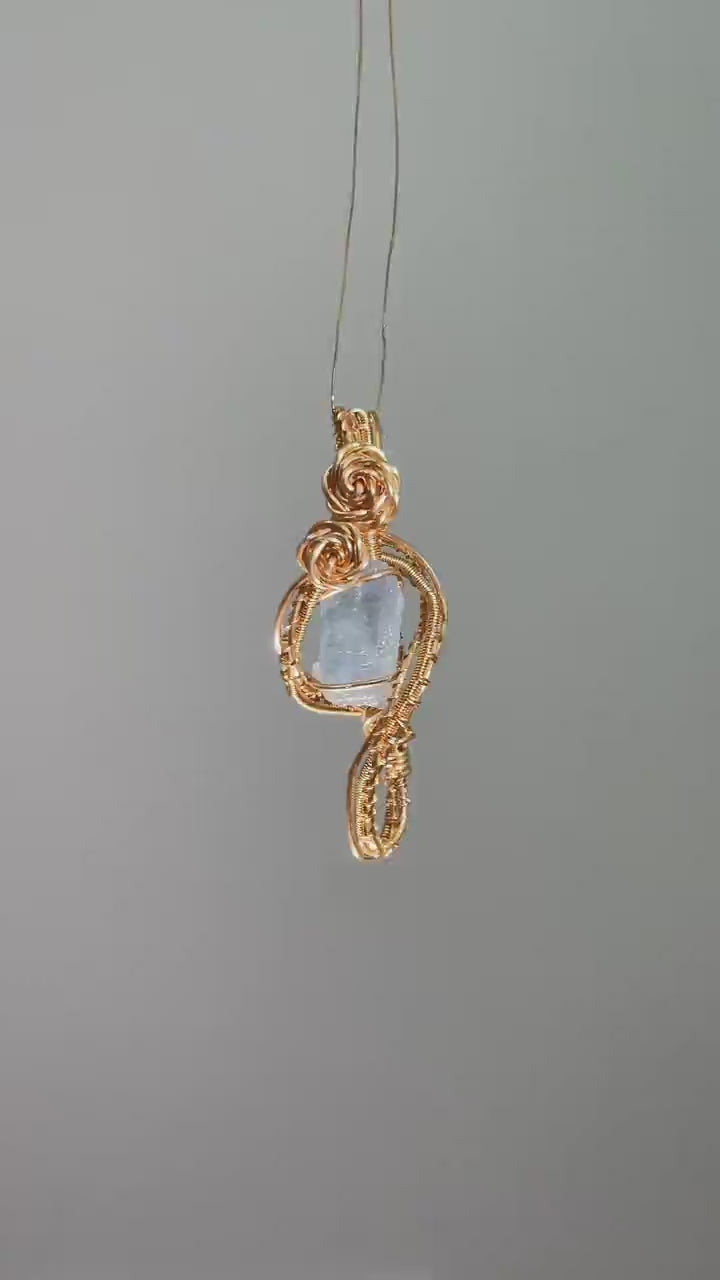 Aquamarine Rose Pendant