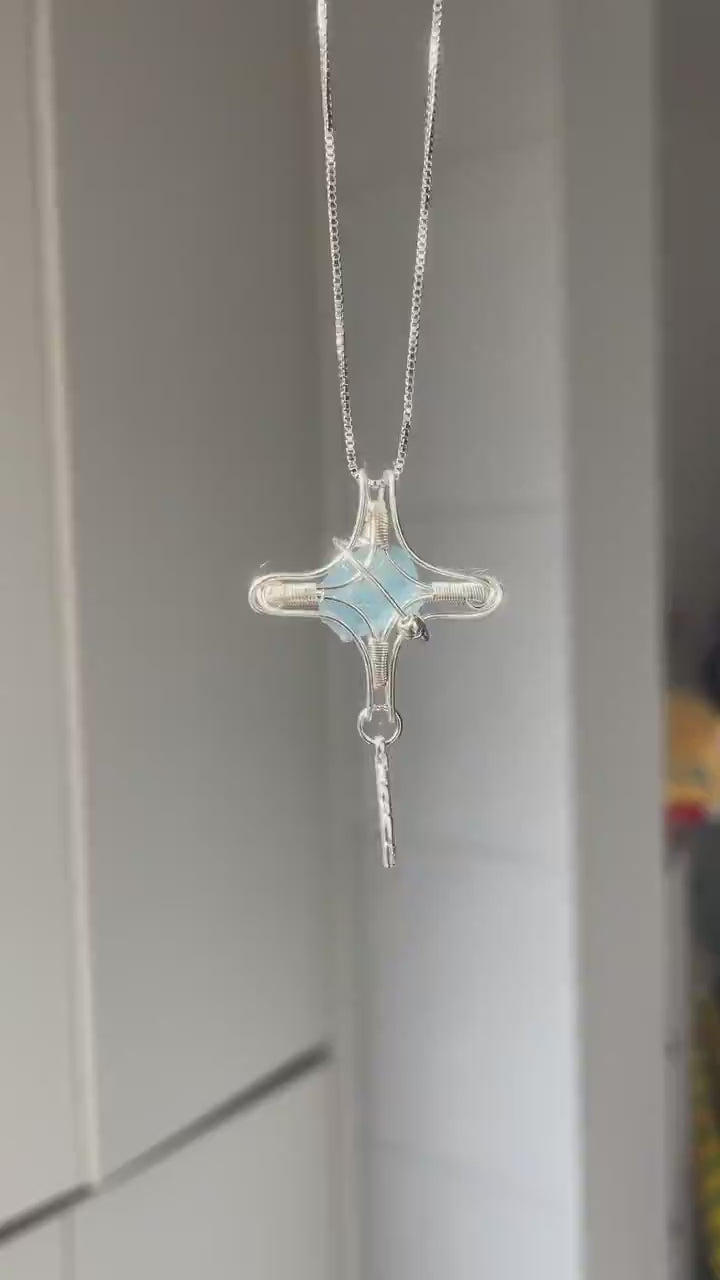 Aquamarine Cross Pendant